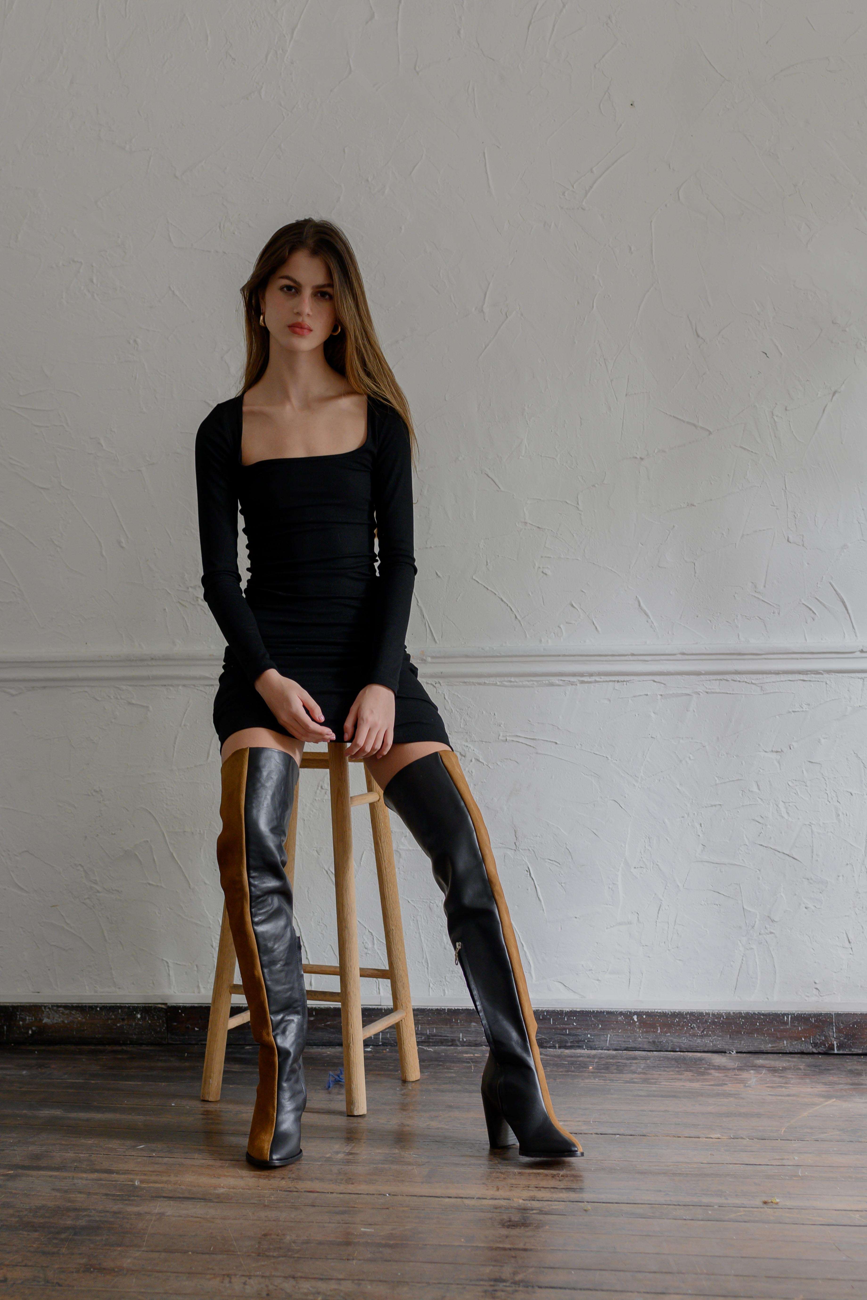 Botas largas botas largas para lugar botas café con negro Botas de piel de León, Guanajuato Botas de piel genuina para mujer Botas de moda hechas en México Botas de piel de moda artesanales Estilos de botas de piel para mujer botas largas botas